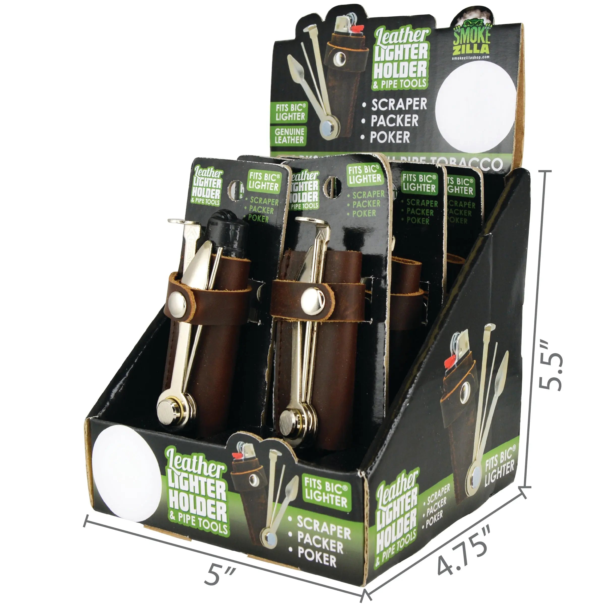 Leather Lighter Case With Tools - 6 Pieces Per Retail Ready Display 25592 SMOKEZILLA