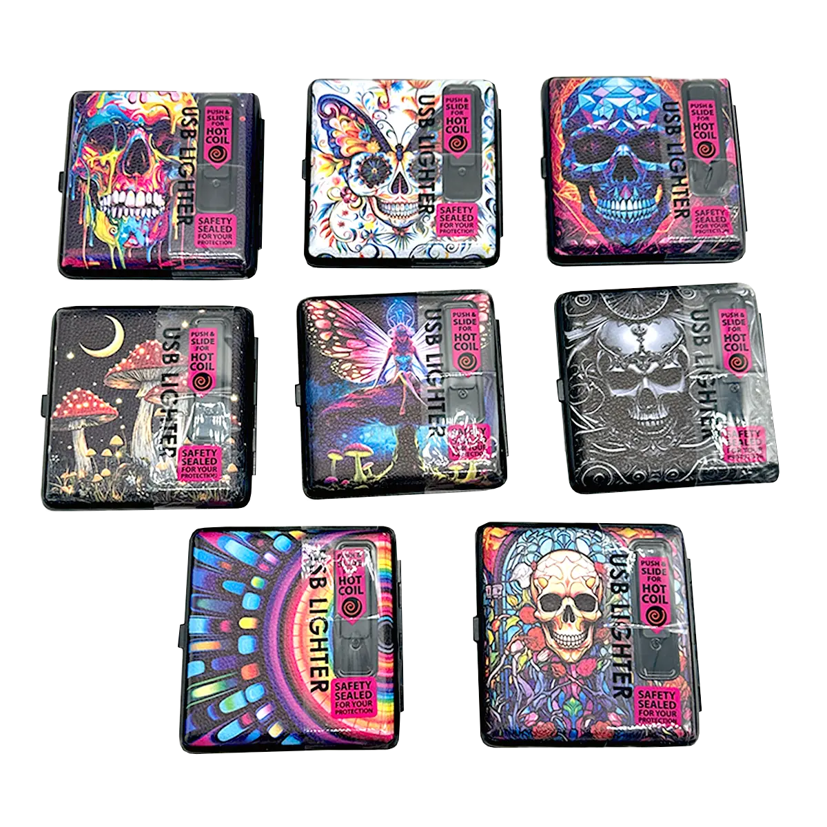 Cigarette Case with USB Coil Lighter - 8 Pieces Per Retail Ready Display 25633 SMOKEZILLA