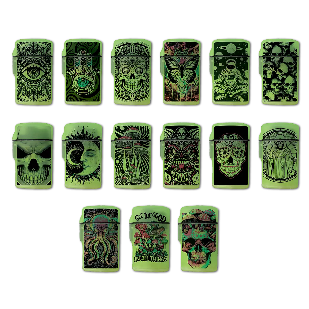 Glow in The Dark Flip Top Lighter - 15 Pieces Per Retail Ready Display 25743 SMOKEZILLA