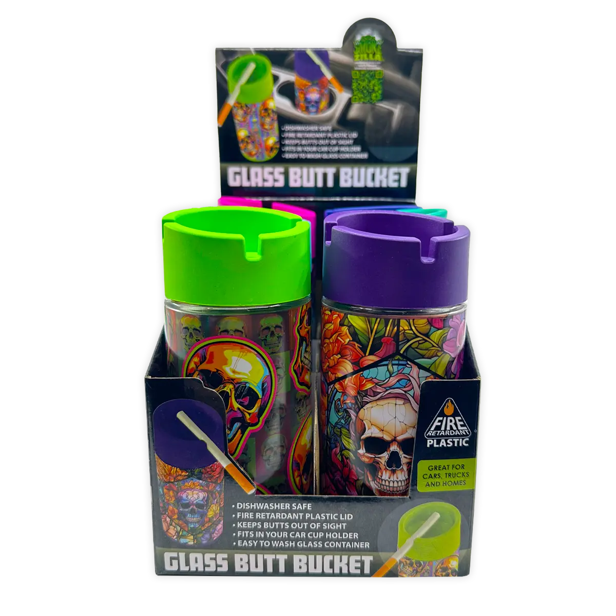 Full Print Glass Butt Bucket Ashtray - 6 Pieces Per Retail Ready Display 25830 SMOKEZILLA