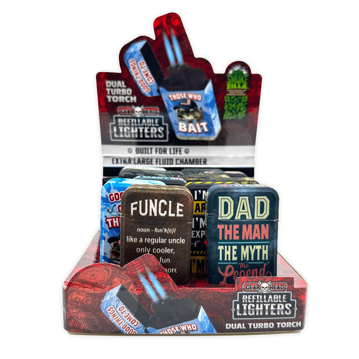 Patriotic Gearhead Dual Torch Lighter - 12 Pieces Per Retail Ready Display 25838 SMOKEZILLA