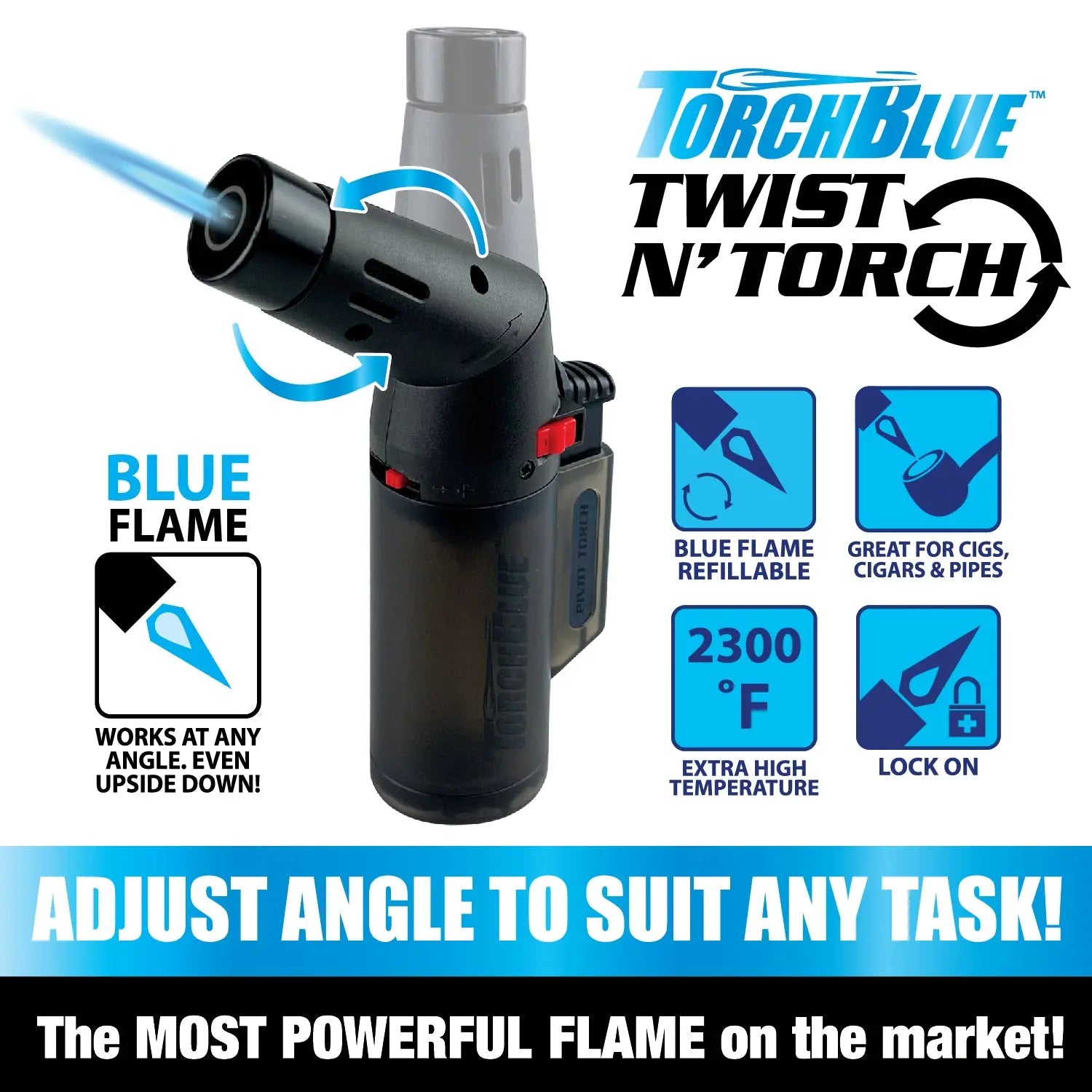 Twist N' Torch Pivot XXL Lighter - 12 Pieces Per Retail Ready Display 25844 TORCH BLUE