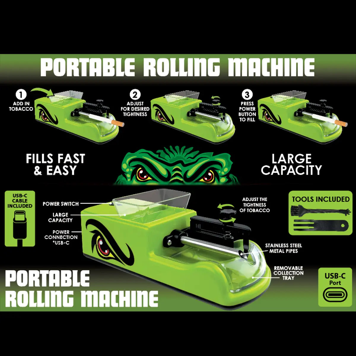 Automatic Tobacco Rolling Machine - 4 Pieces Per Retail Ready Display 25916 SMOKEZILLA