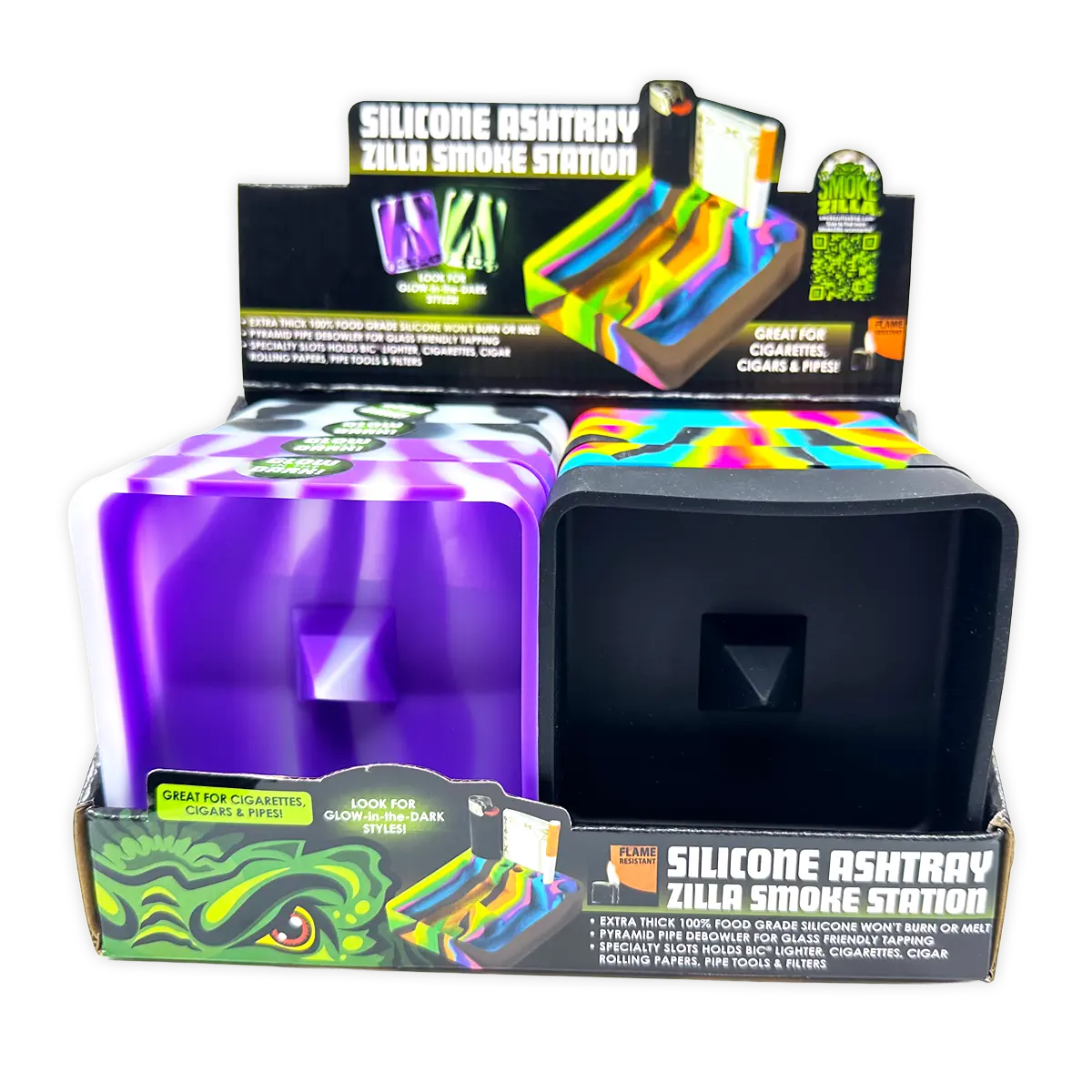 Silicone Ashtray with Assorted Colors - 8 Per Retail Ready Display 25918 SMOKEZILLA