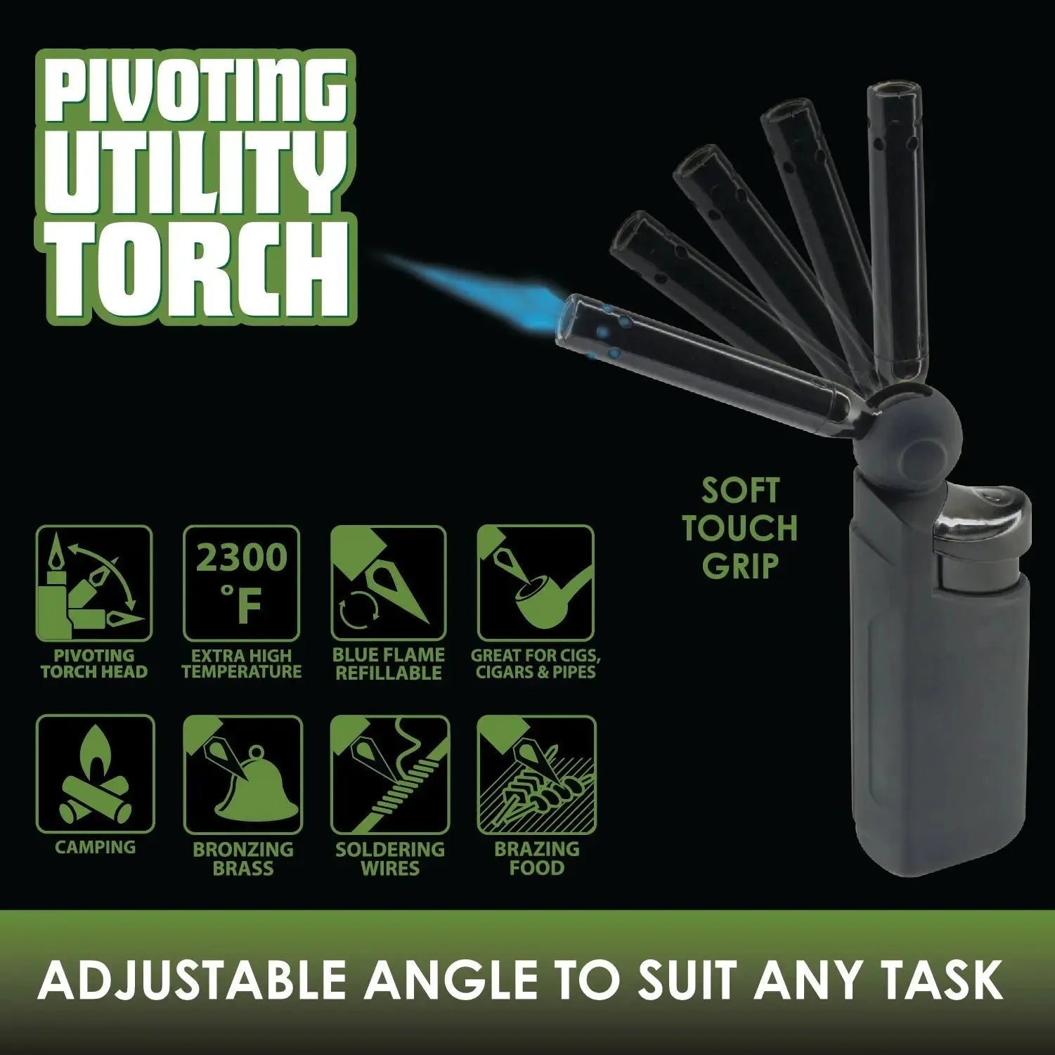 Pivot Head Utility Torch Lighter - 10 Pieces Per Retail Ready Display 41545 SMOKEZILLA