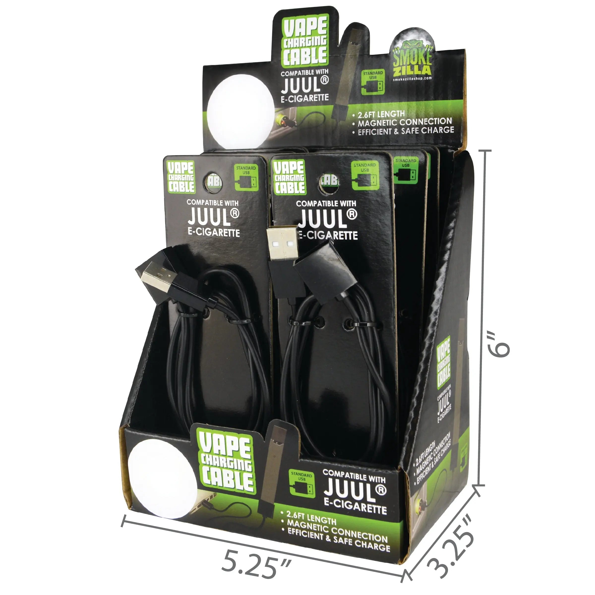 Vape Device USB Charging Cable - 6 Pieces Per Retail Ready Display 25986 SMOKEZILLA