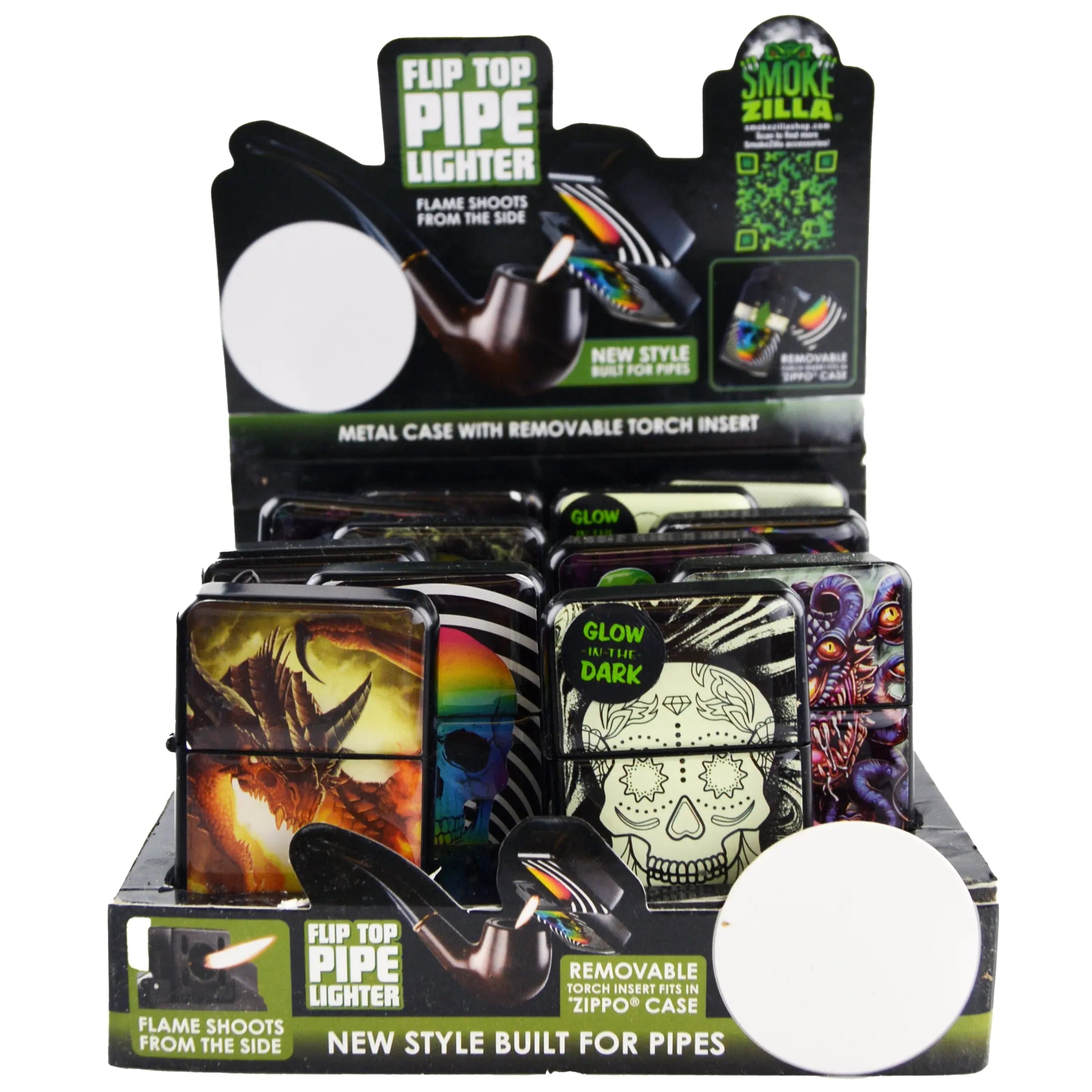 Metal Flip Top Pipe Torch Lighter - 12 Pieces Per Retail Ready Display 26669 SMOKEZILLA