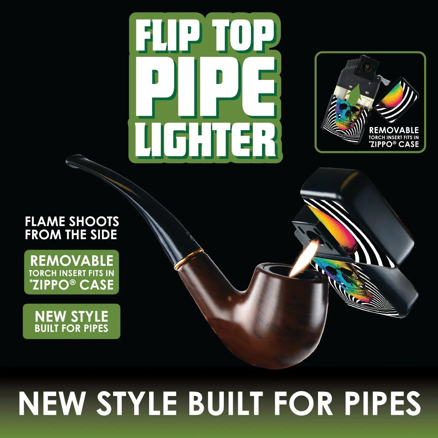 Metal Flip Top Pipe Torch Lighter - 12 Pieces Per Retail Ready Display 26669 SMOKEZILLA