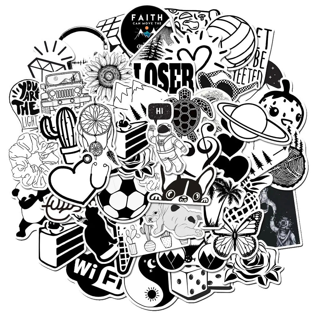 Premium Vinyl Black & White Sticker (pack of 50)