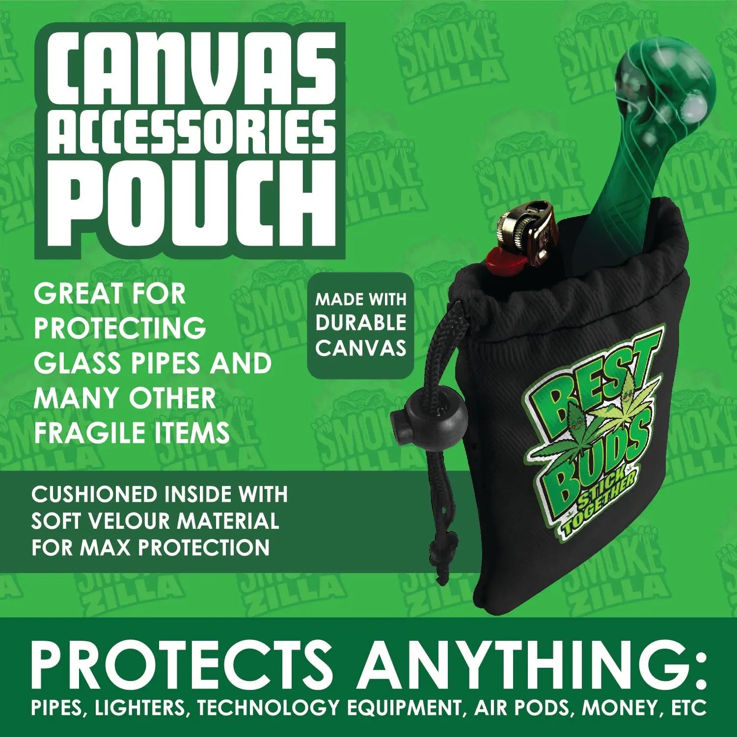 Canvas Accessories Pouch with Patch - 6 Pieces Per Retail Ready Display 30031 SPICY ZILLA