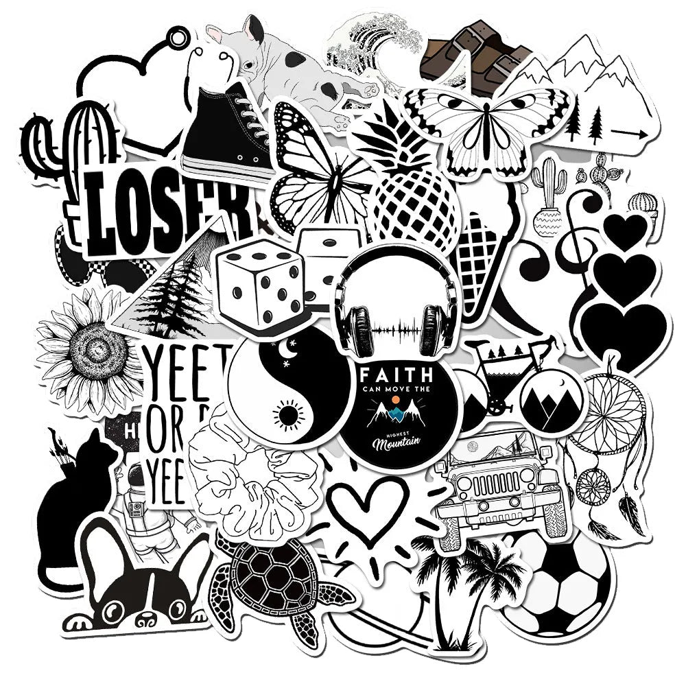 Premium Vinyl Black & White Sticker (pack of 50)