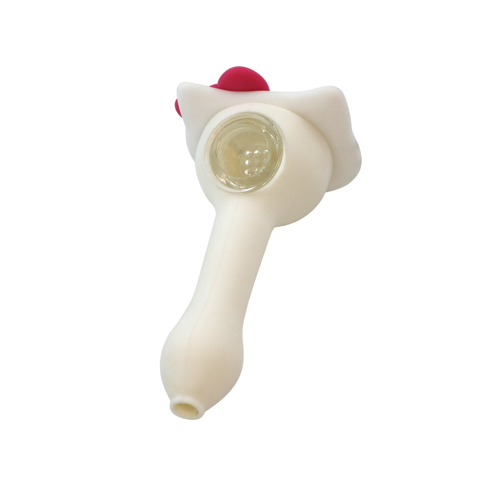 Silicone Hand Pipe - White Mini Kitty (4.5")