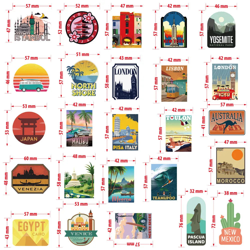 Travel Stickers (pack of 50)