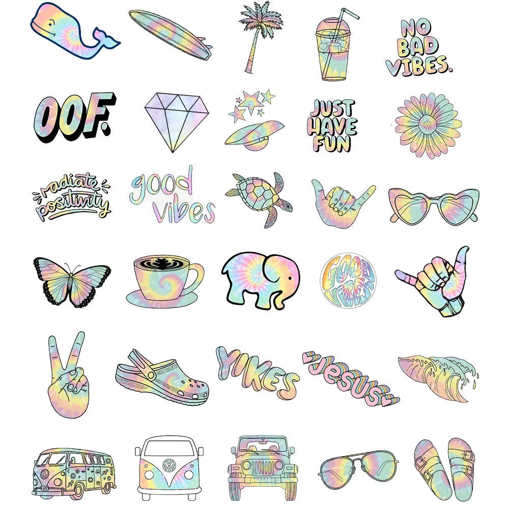 Hippie-themed Sticker Pack of 50