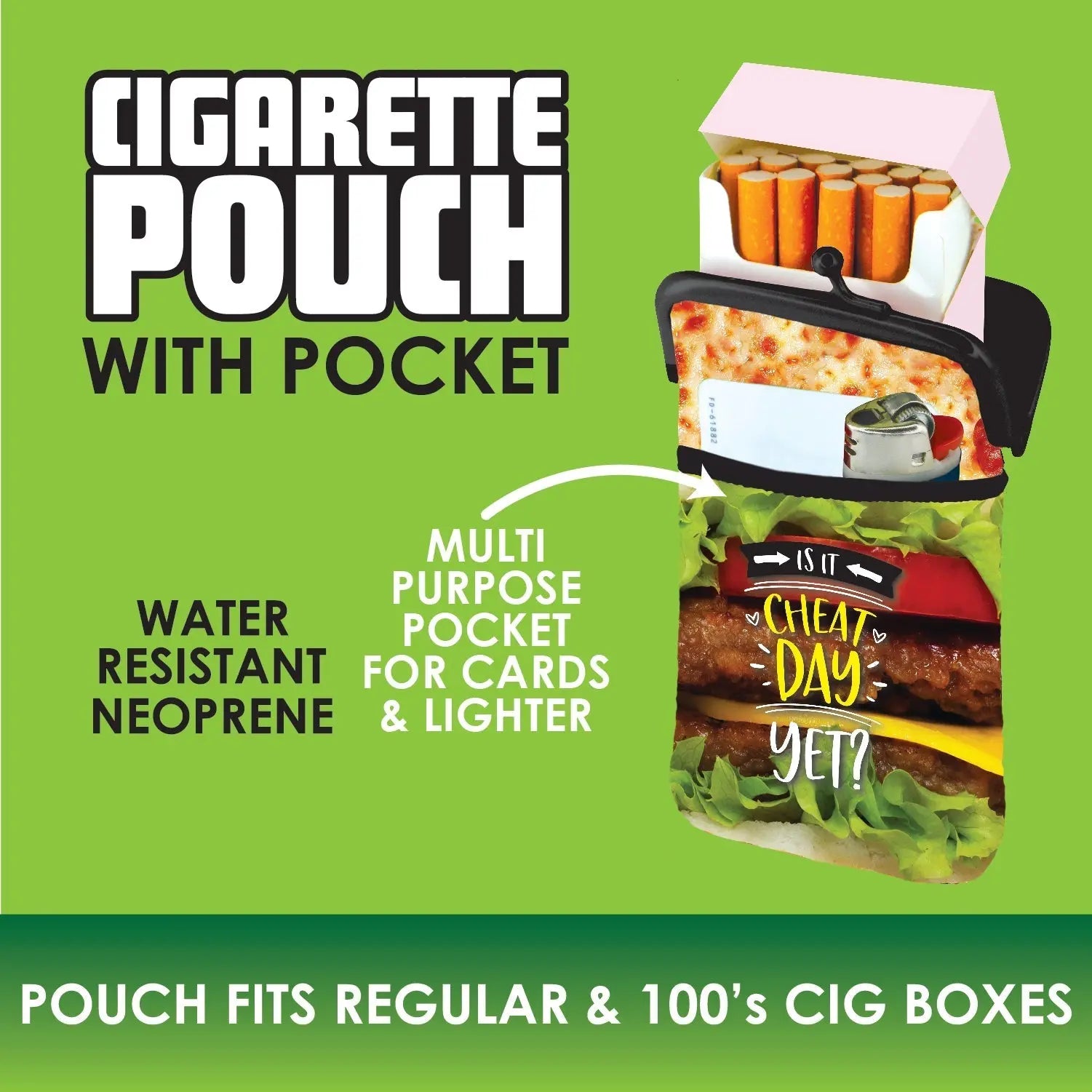 Neoprene Cigarette Pouch with Pocket - 6 Pieces Per Retail Ready Display 40312 SMOKEZILLA