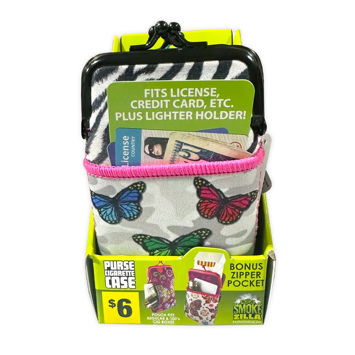 Neoprene Cigarette Pouch with Pocket - 6 Pieces Per Retail Ready Display 40677 SMOKEZILLA