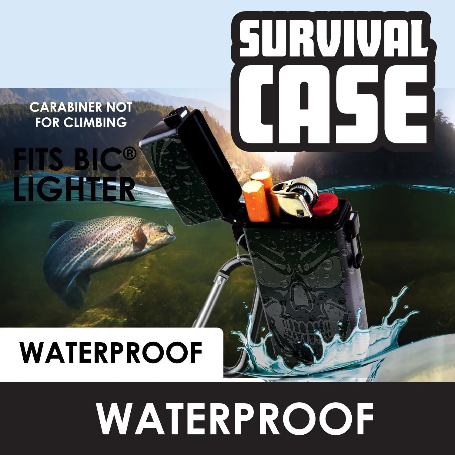 Survival Cigarette & Lighter Case with Carabineer - 7 Pieces Per Retail Ready Display 41408 SMOKEZILLA