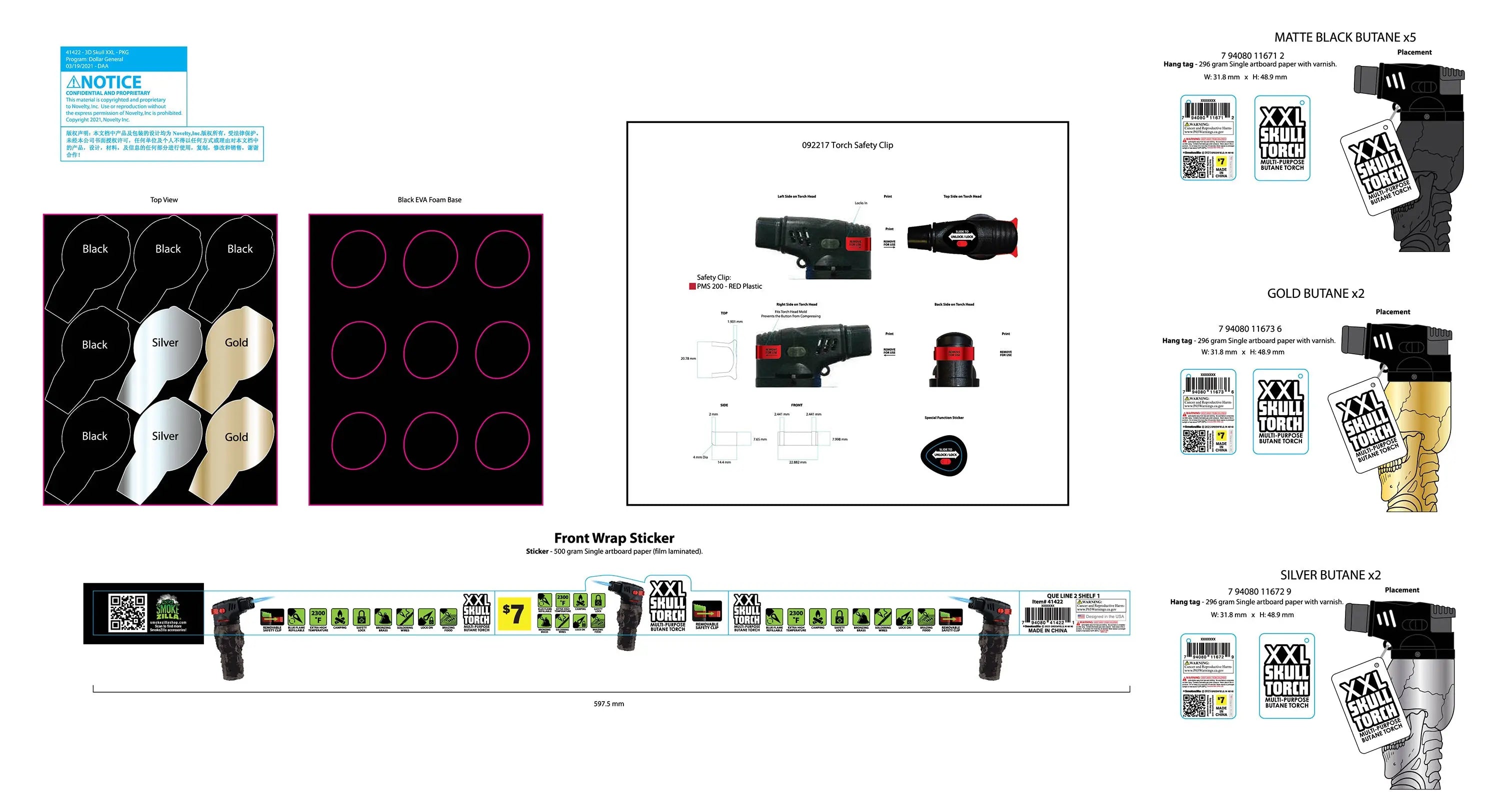 Metallic XXL Skull Torch Lighter - 9 Pieces Per Retail Ready Display 41422 SMOKEZILLA