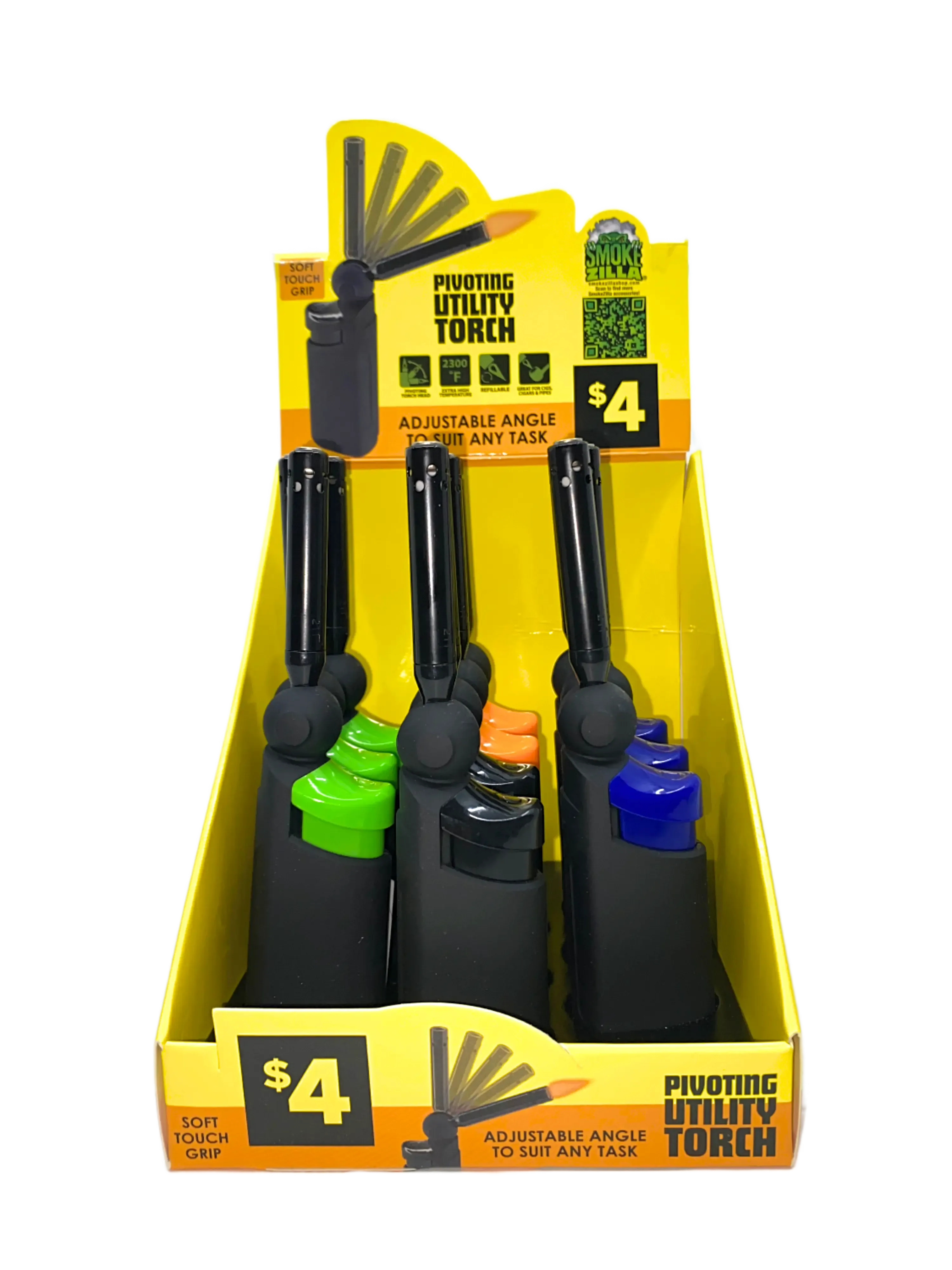 Pivot Head Utility Torch Lighter - 10 Pieces Per Retail Ready Display 41545 SMOKEZILLA