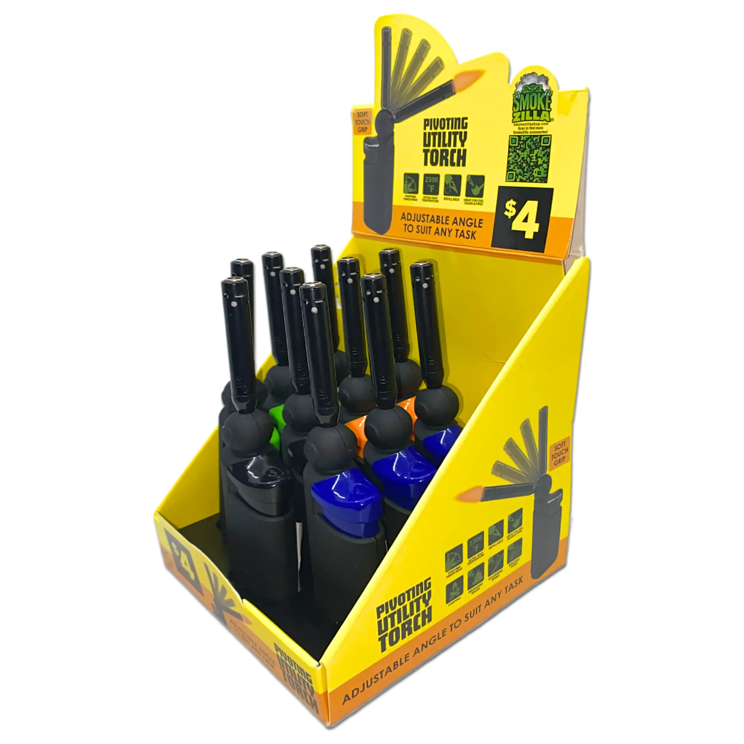 Pivot Head Utility Torch Lighter - 10 Pieces Per Retail Ready Display 41545 SMOKEZILLA