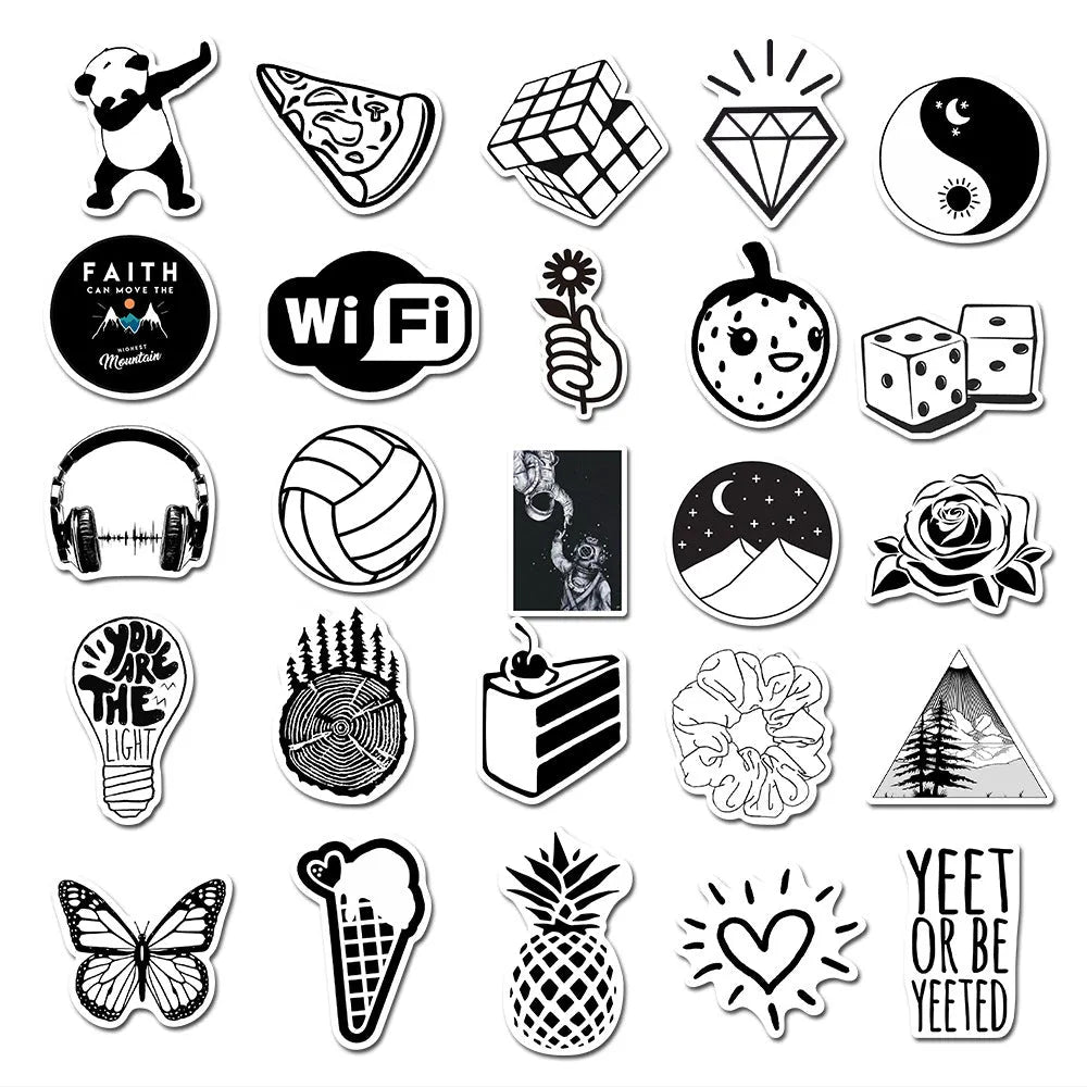 Premium Vinyl Black & White Sticker (pack of 50)