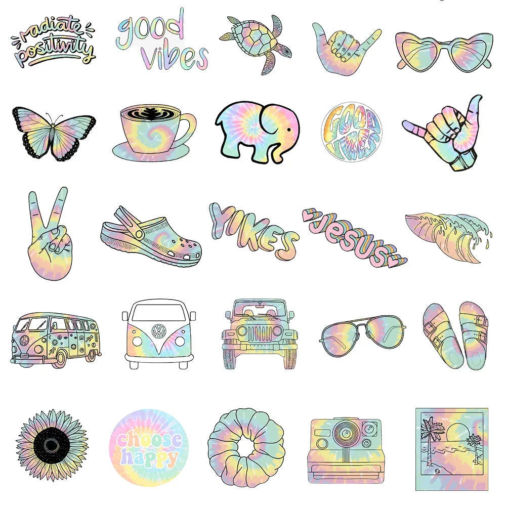 Hippie-themed Sticker Pack of 50