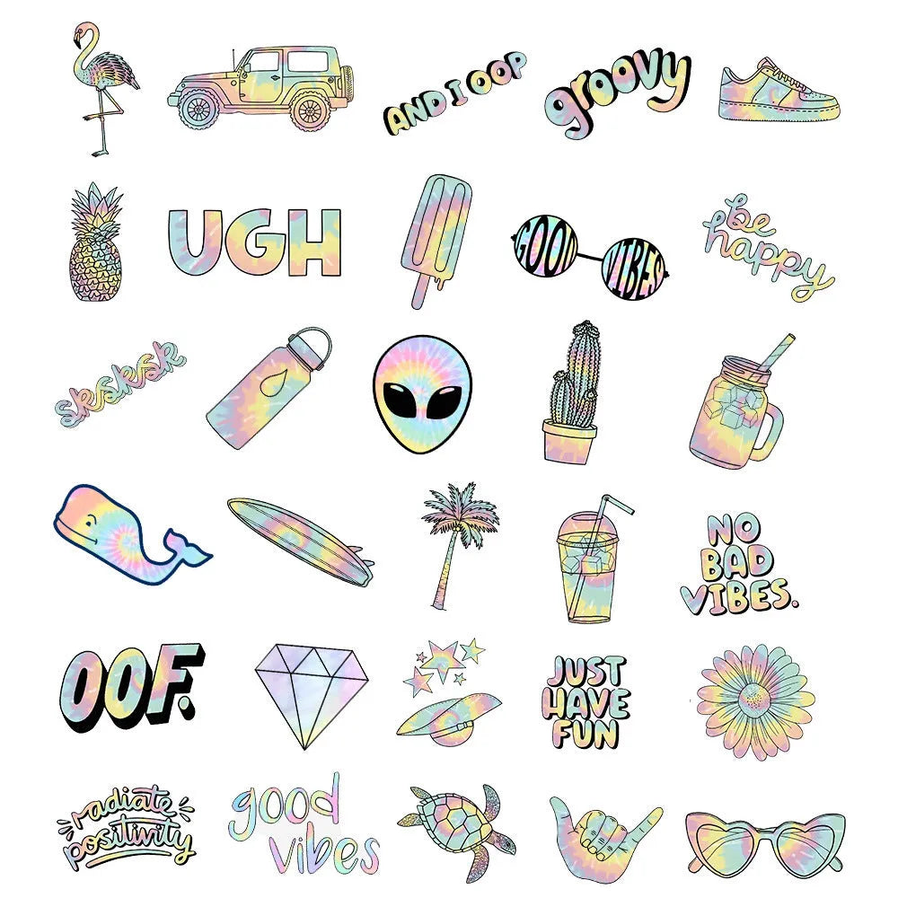 Hippie-themed Sticker Pack of 50