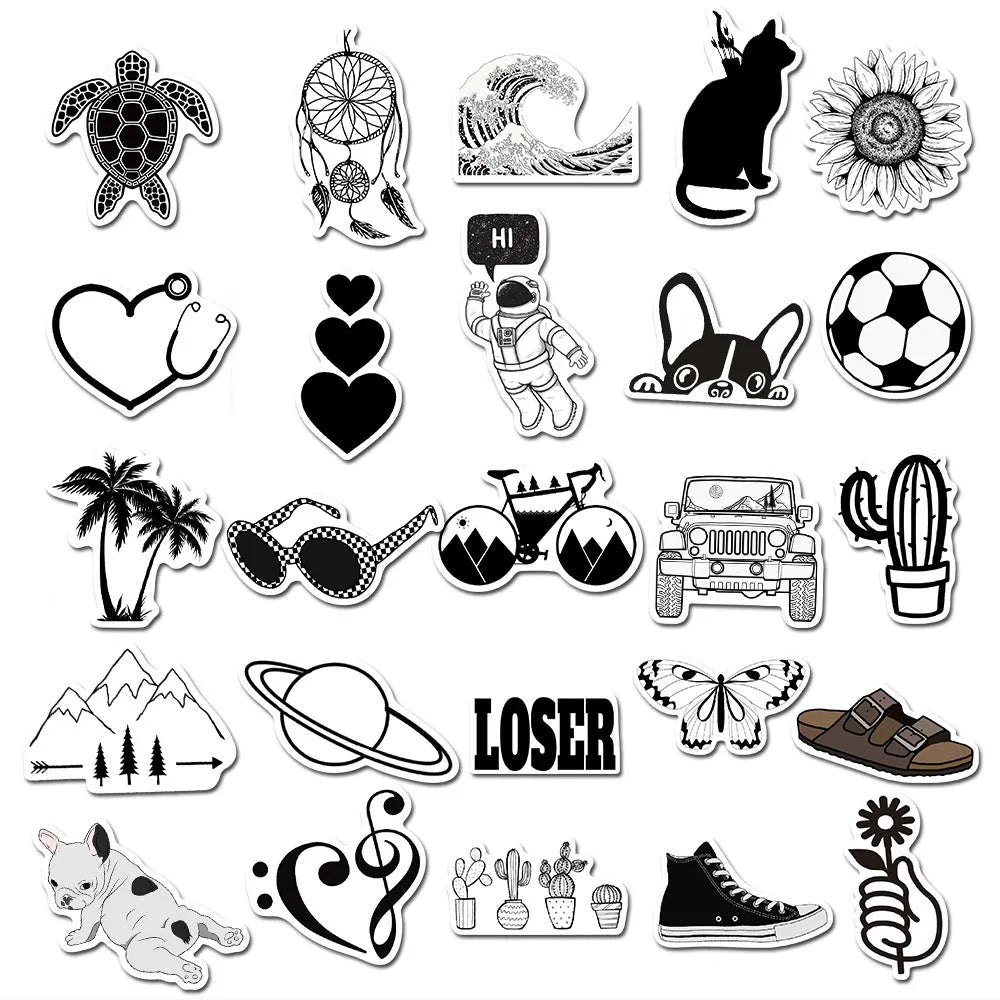 Premium Vinyl Black & White Sticker (pack of 50)
