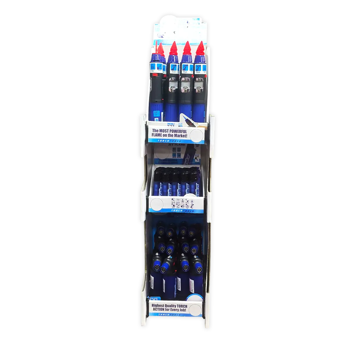 Butane Torch Lighters 3 Tier Countertop Assortment - 49 Pieces Per Retail Ready Display 88674 TORCH BLUE