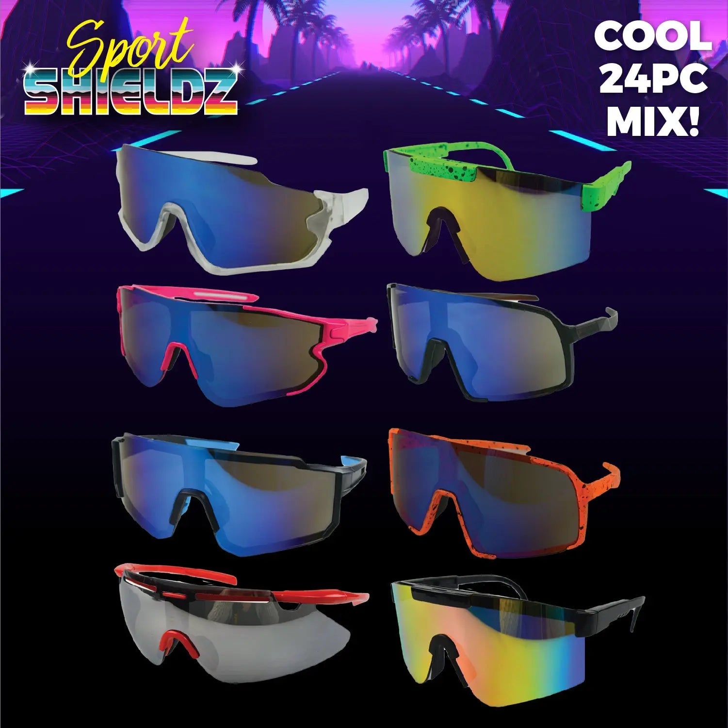 Sunglasses Sport Shieldz Assortment Floor Display - 24 Pieces Per Retail Ready Display 88443 DRIVER'S EDGE