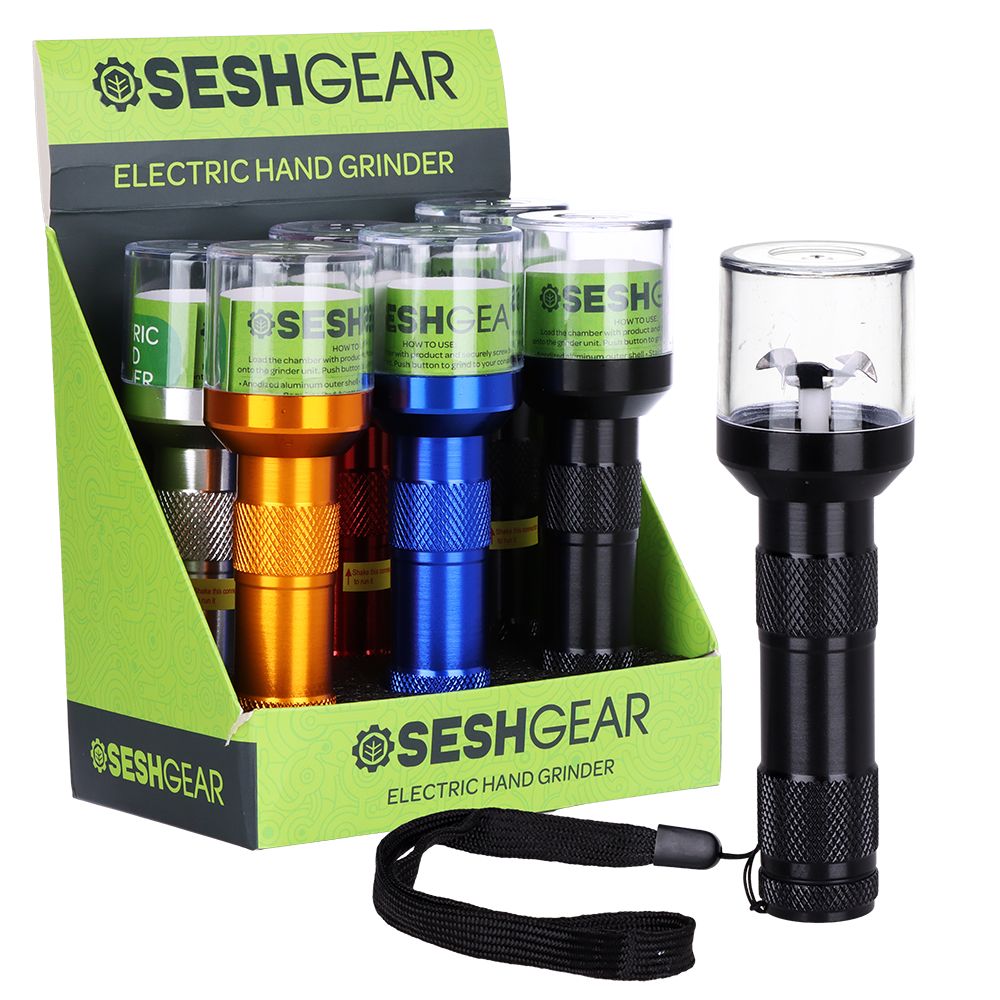6CT DISPLAY - SeshGear Electric Hand Grinder - Assorted Colors, BDD Wholesale