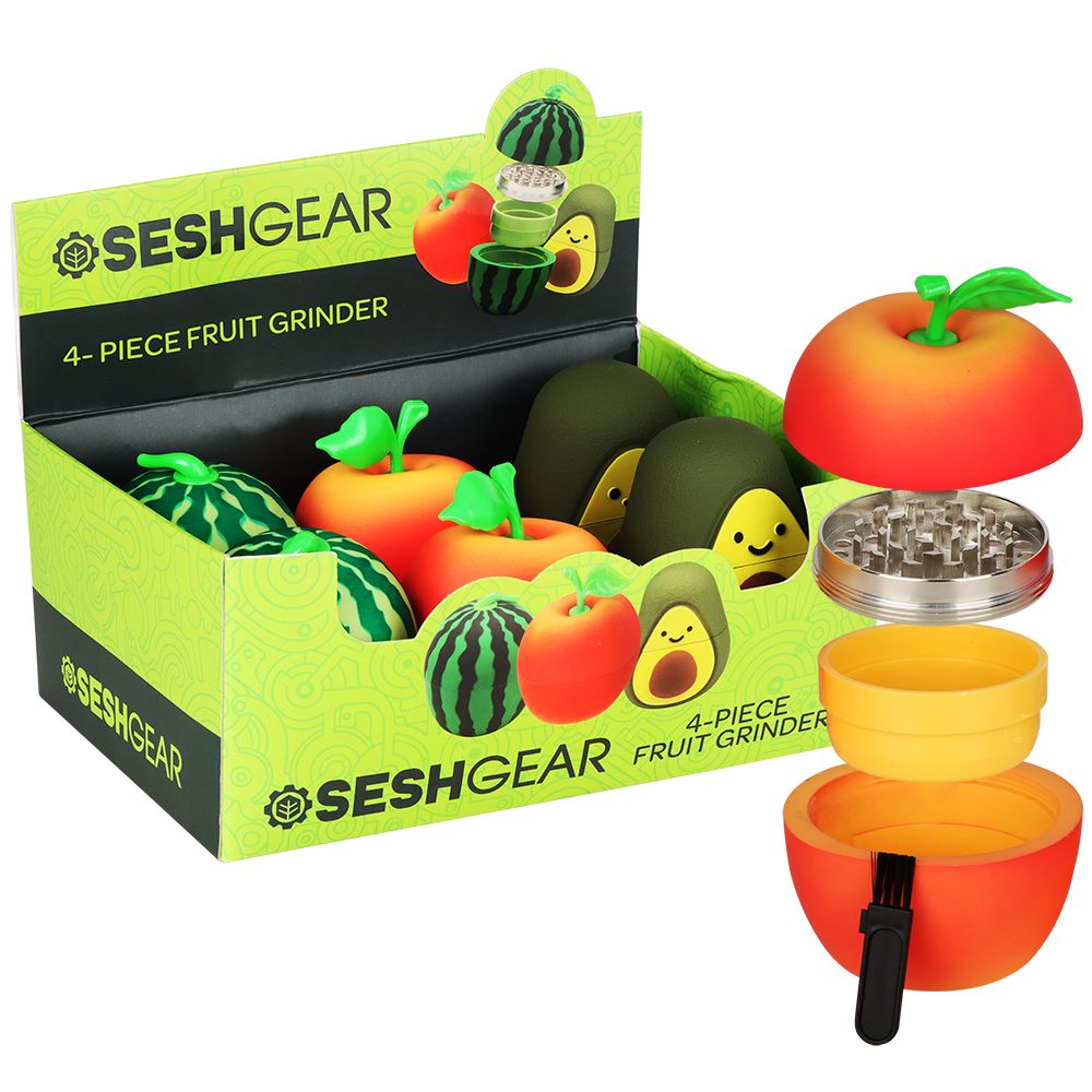 6CT DISPLAY - SeshGear Mixed Fruit Grinder - 4pc / 2.25" / Assorted Styles, BDD Wholesale
