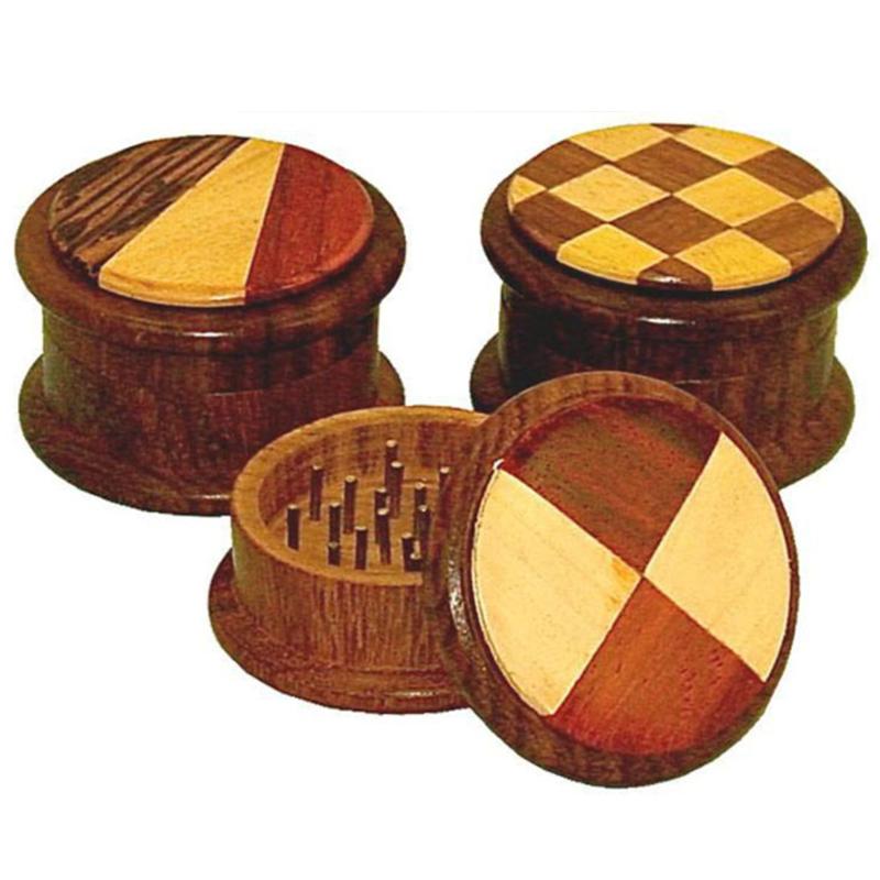 Round Wood Herb Grinder | 2pc, BDD Wholesale