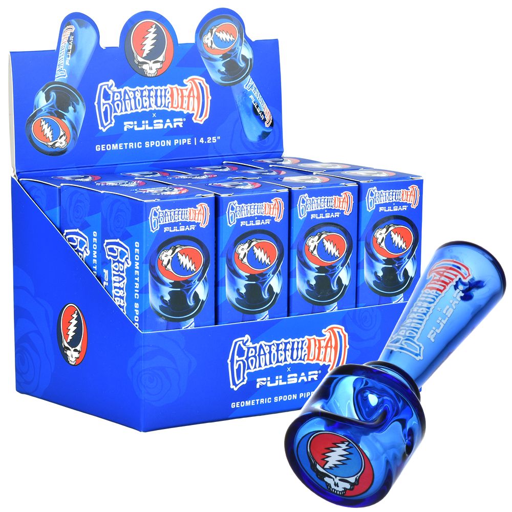 Grateful Dead x Pulsar Geometric Glass Spoon Pipe | 4.25", BDD Wholesale