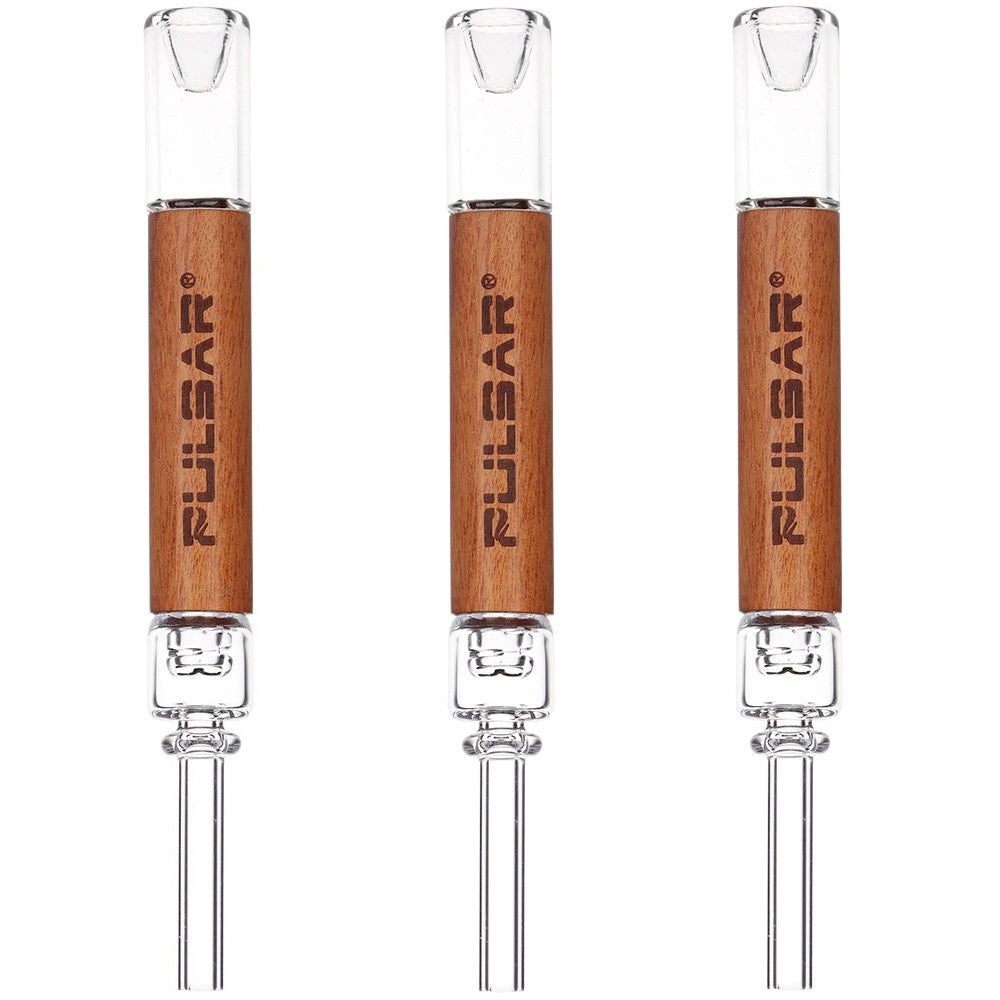 3CT BUNDLE - Pulsar Quartz & Wood Deco Dab Straw - 5.75"