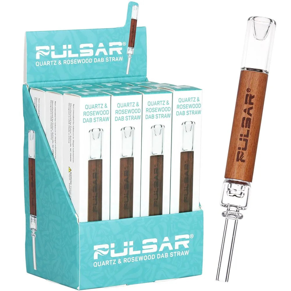 12CT DISPLAY - Pulsar Quartz & Rosewood Deco Dab Straw - 5.75", BDD Wholesale