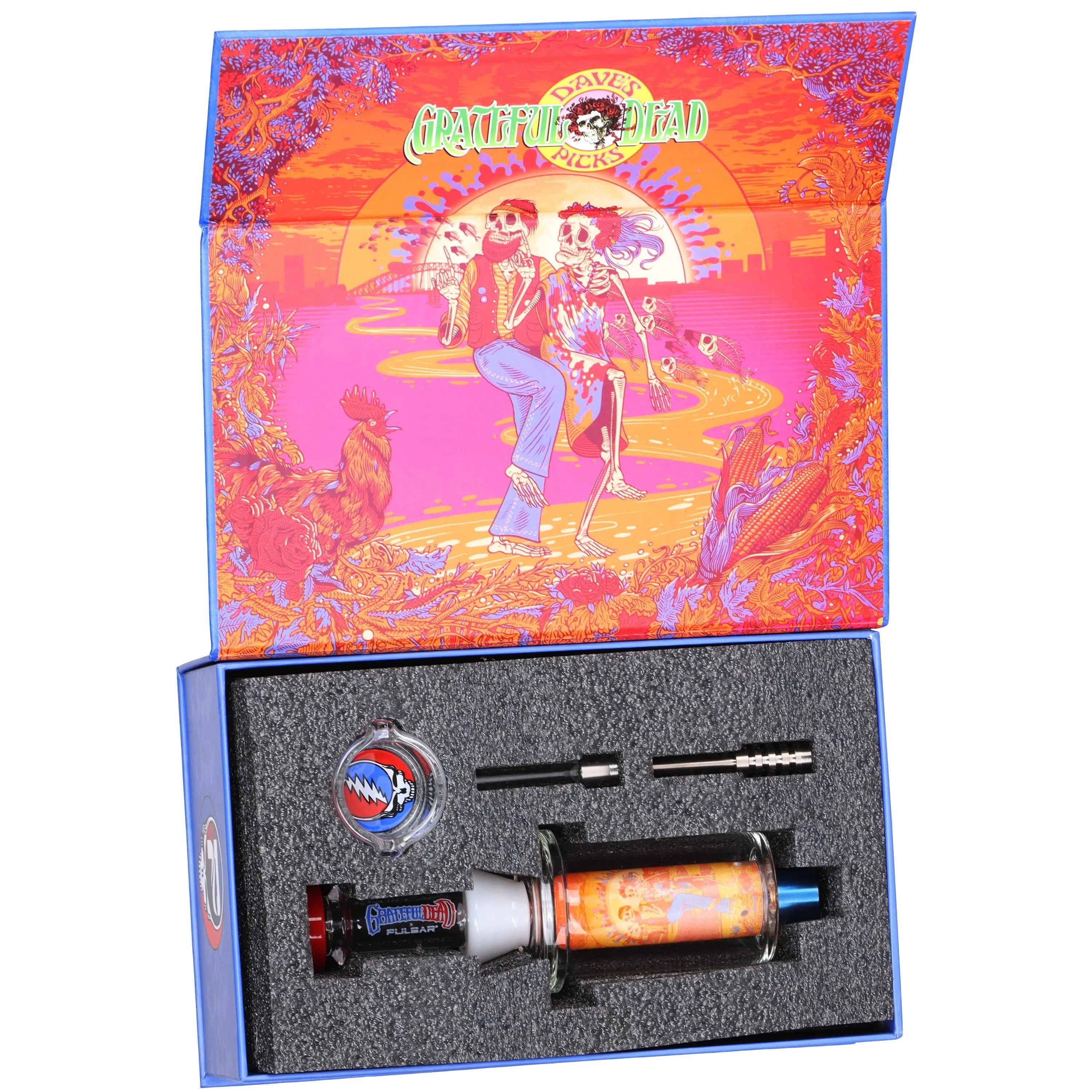 Grateful Dead x Pulsar Inside Print Vapor Vessel & SYF Dab Dish - 9.25" / Sunset Dance, BDD Wholesale
