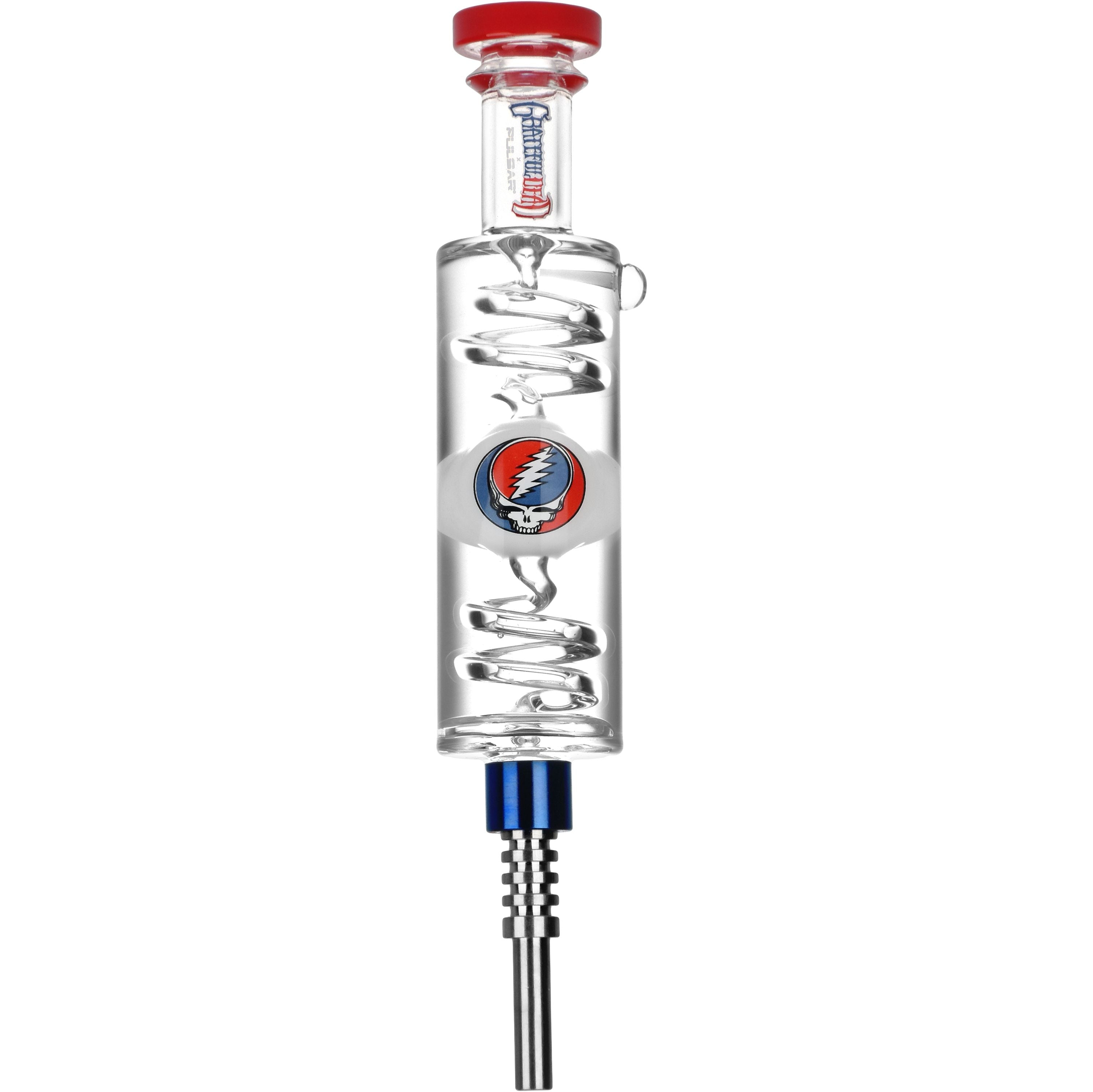 Grateful Dead x Pulsar Steal Your Face Glycerin Glass Dab Straw - 8.5", BDD Wholesale