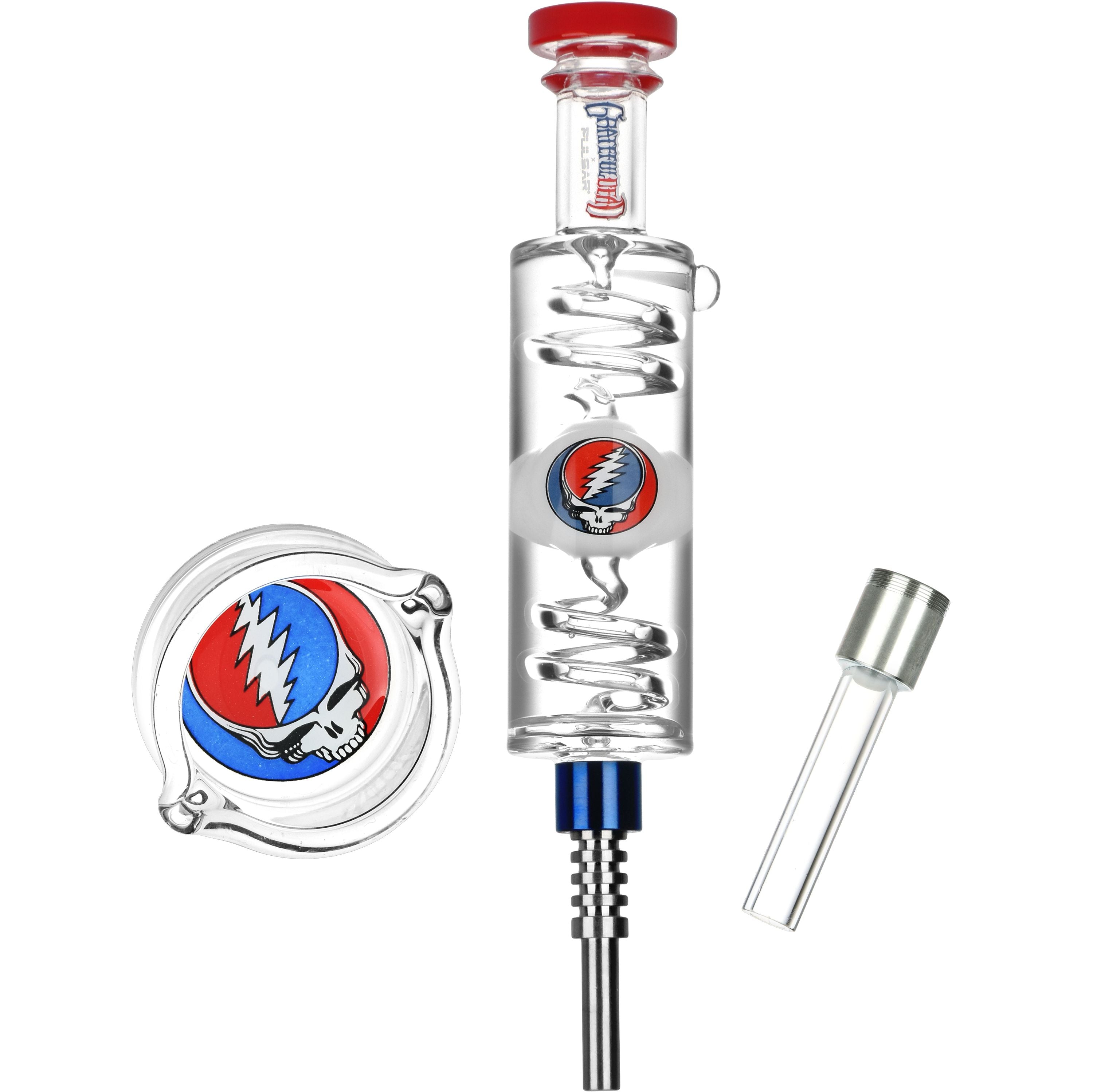 Grateful Dead x Pulsar Steal Your Face Glycerin Glass Dab Straw - 8.5", BDD Wholesale