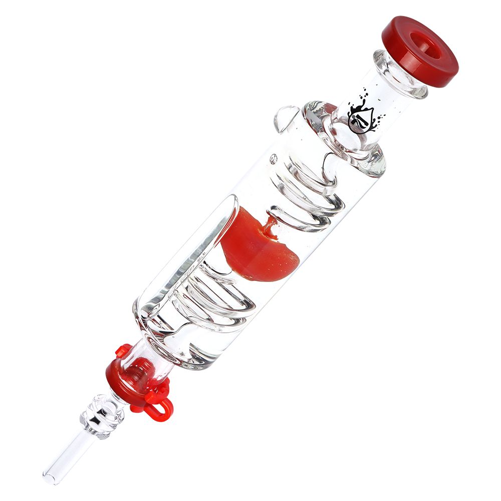 2PC SET - Pulsar Cool Down My Heart Glycerin Glass Dab Straw - 9.5" / Assorted Colors, BDD Wholesale