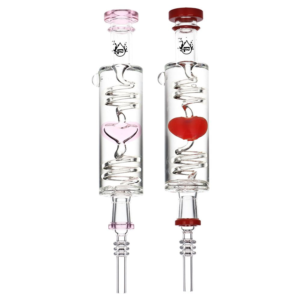 2PC SET - Pulsar Cool Down My Heart Glycerin Glass Dab Straw - 9.5" / Assorted Colors, BDD Wholesale