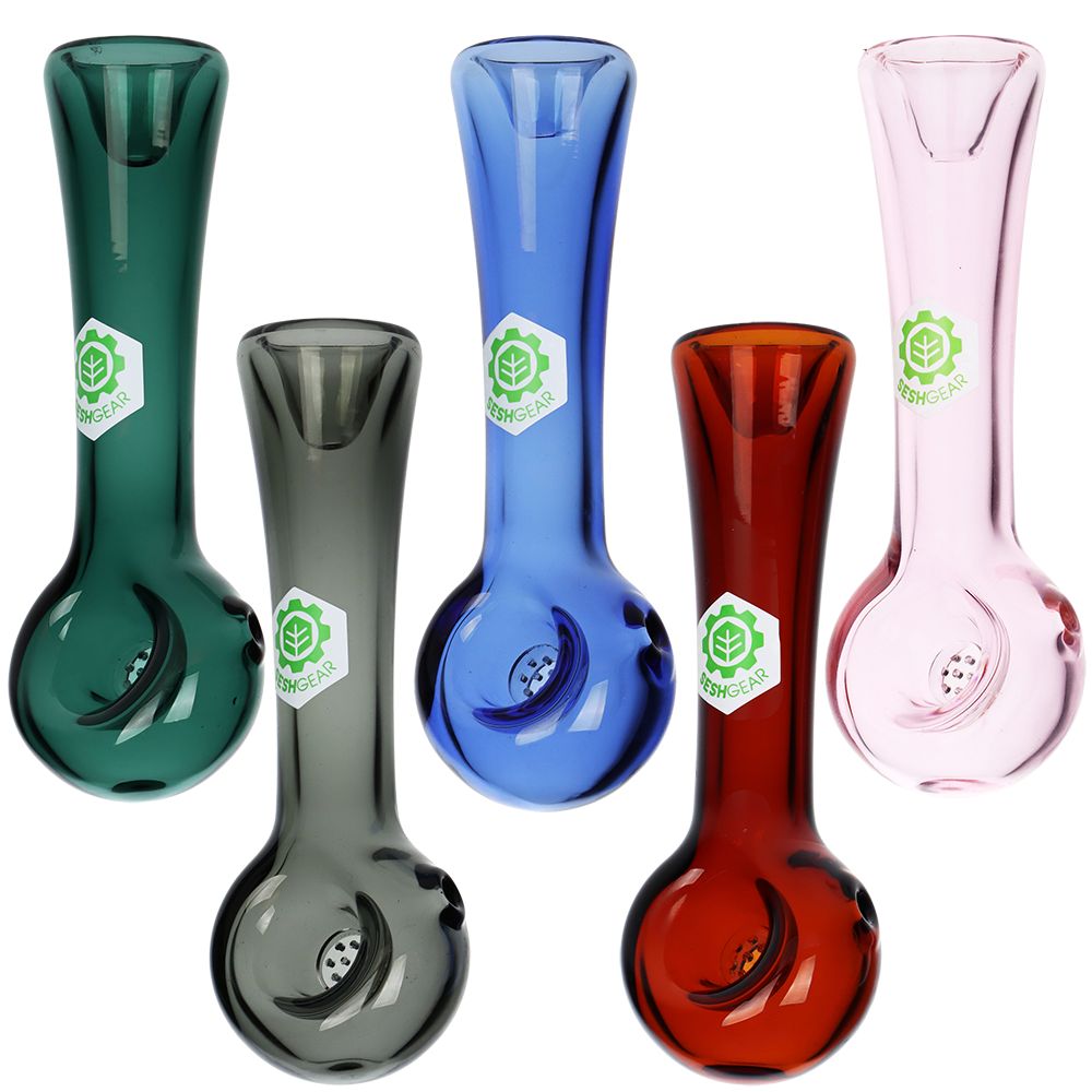 5CT BUNDLE - SeshGear Honeycomb Glass Spoon Pipe - 4.25" / Assorted Colors, BDD Wholesale