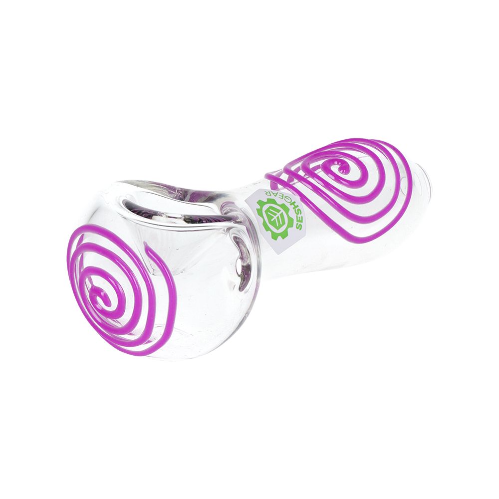 6CT BUNDLE - SeshGear Glowing Squiggles Glass Spoon Pipe - 4" / Assorted Colors, BDD Wholesale