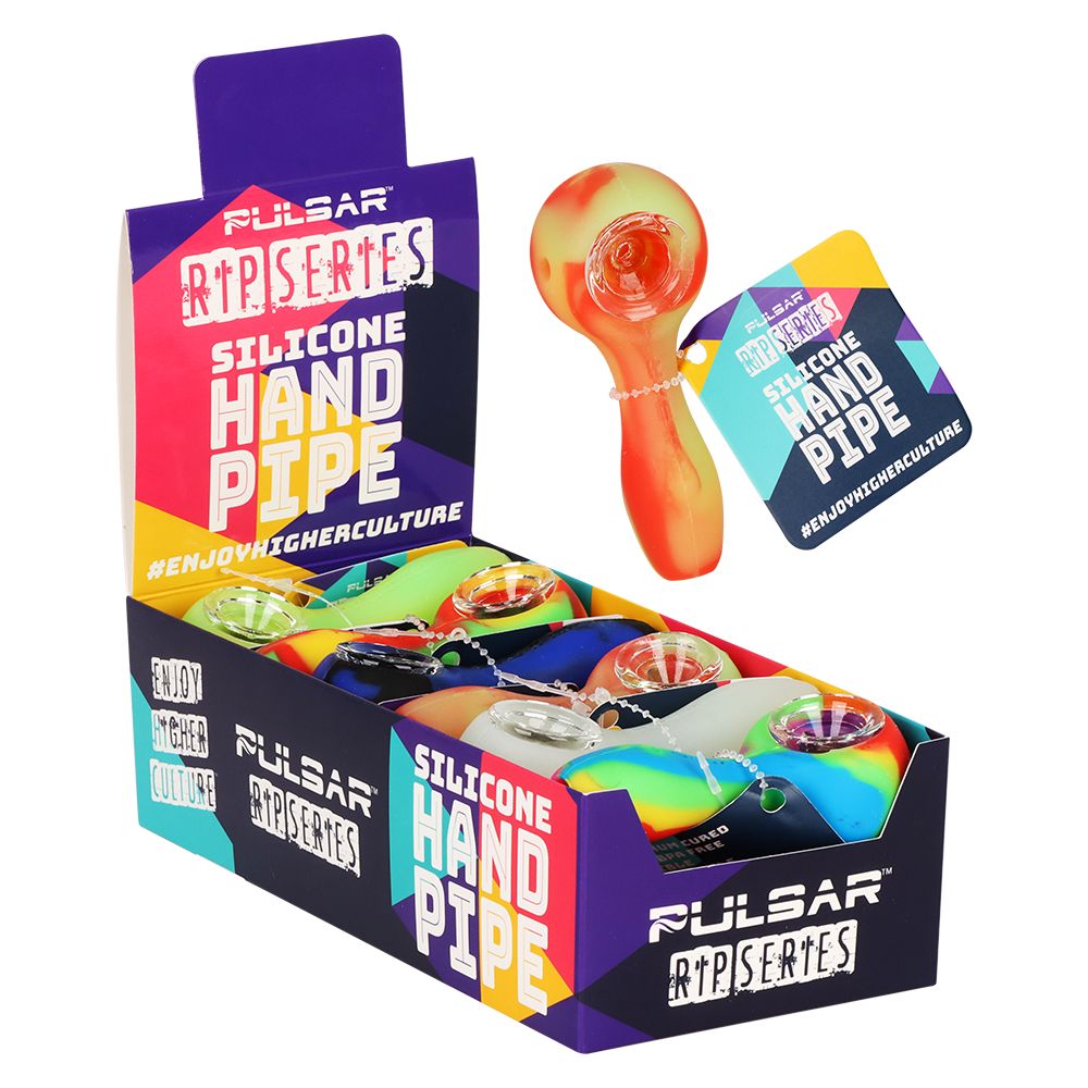 12CT DISPLAY - Pulsar RIP Series Silicone Spoon Pipe - 3.75" / Assorted Colors, BDD Wholesale