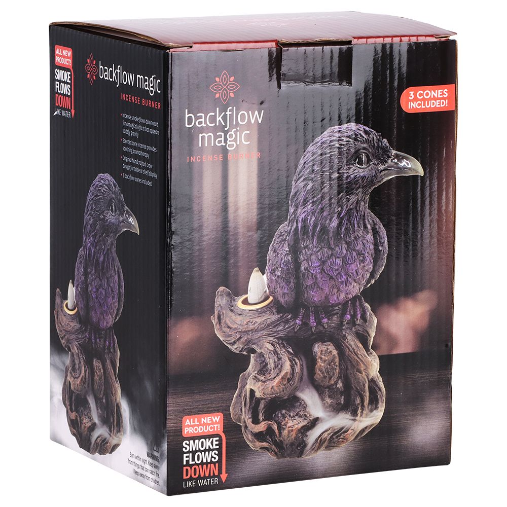 Quoth the Raven Back Flow Polyresin Incense Burner - 6.75" x 5.25", BDD Wholesale