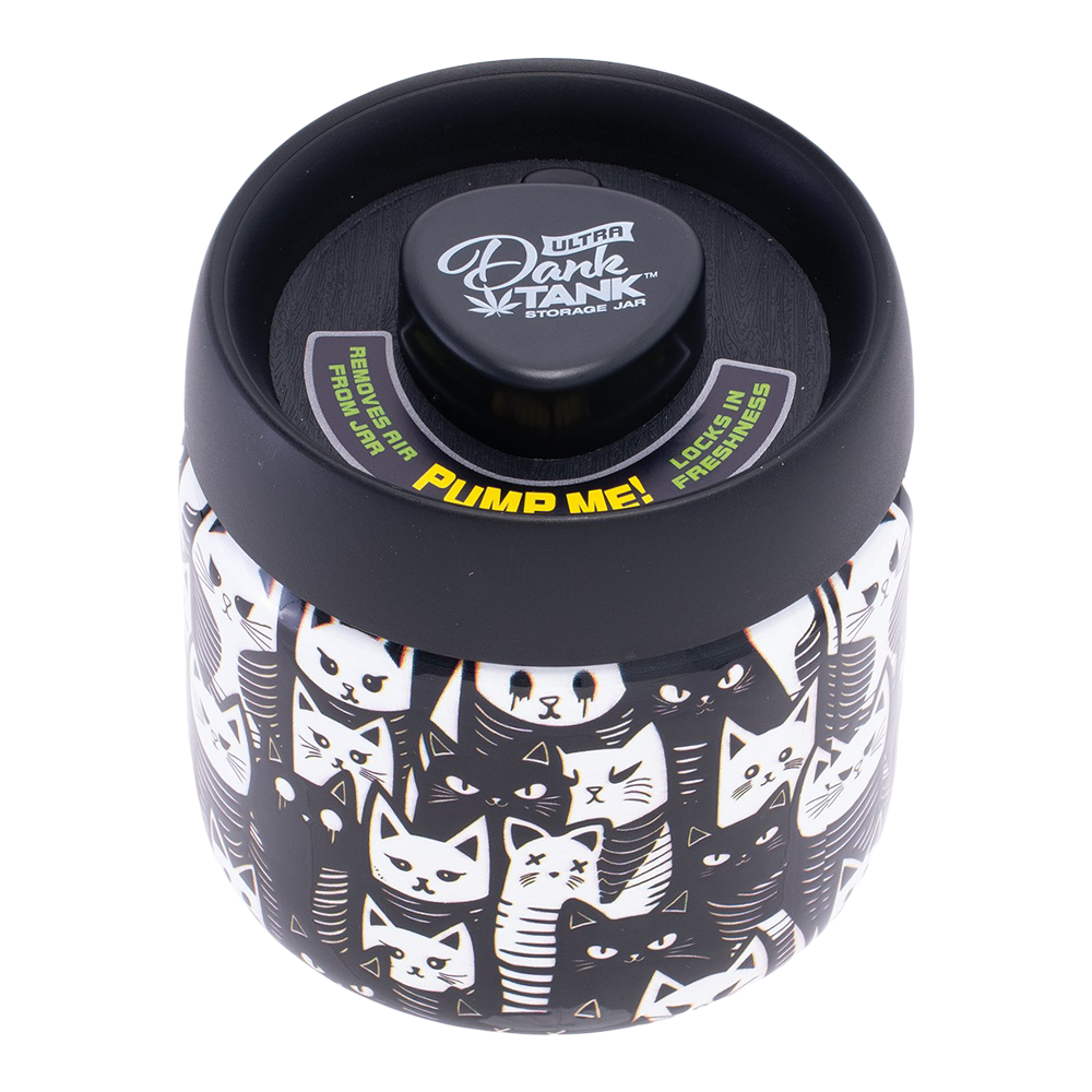 Fujima Dank Tank Vacuum Glass Jar - 4.2" / Black & White Cats, BDD Wholesale