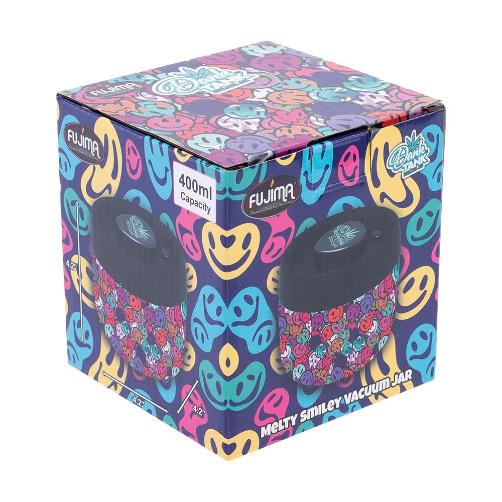 Fujima Dank Tank Vacuum Glass Jar - 4.2" / Melty Smiley, BDD Wholesale