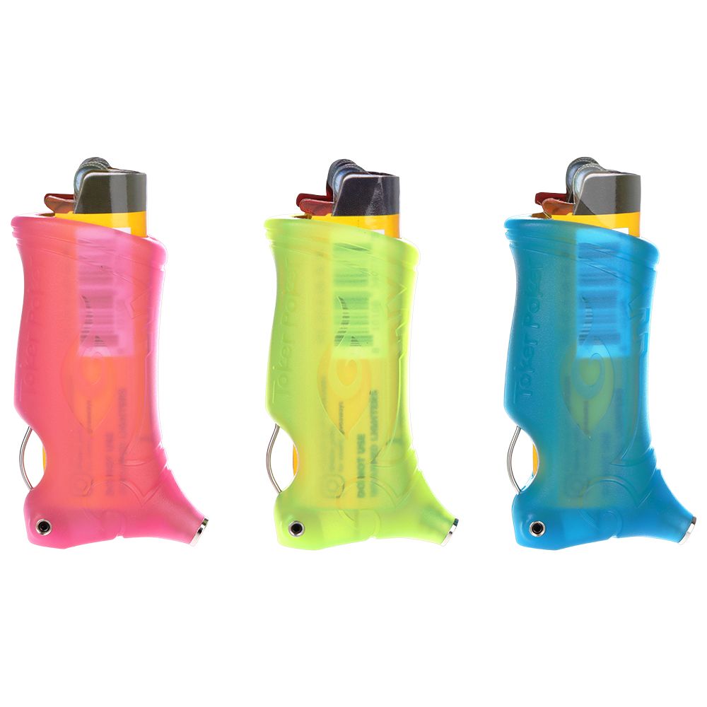 25CT DISPLAY - Toker Poker Lighter Sleeve - Glow In The Dark / Assorted Colors, BDD Wholesale