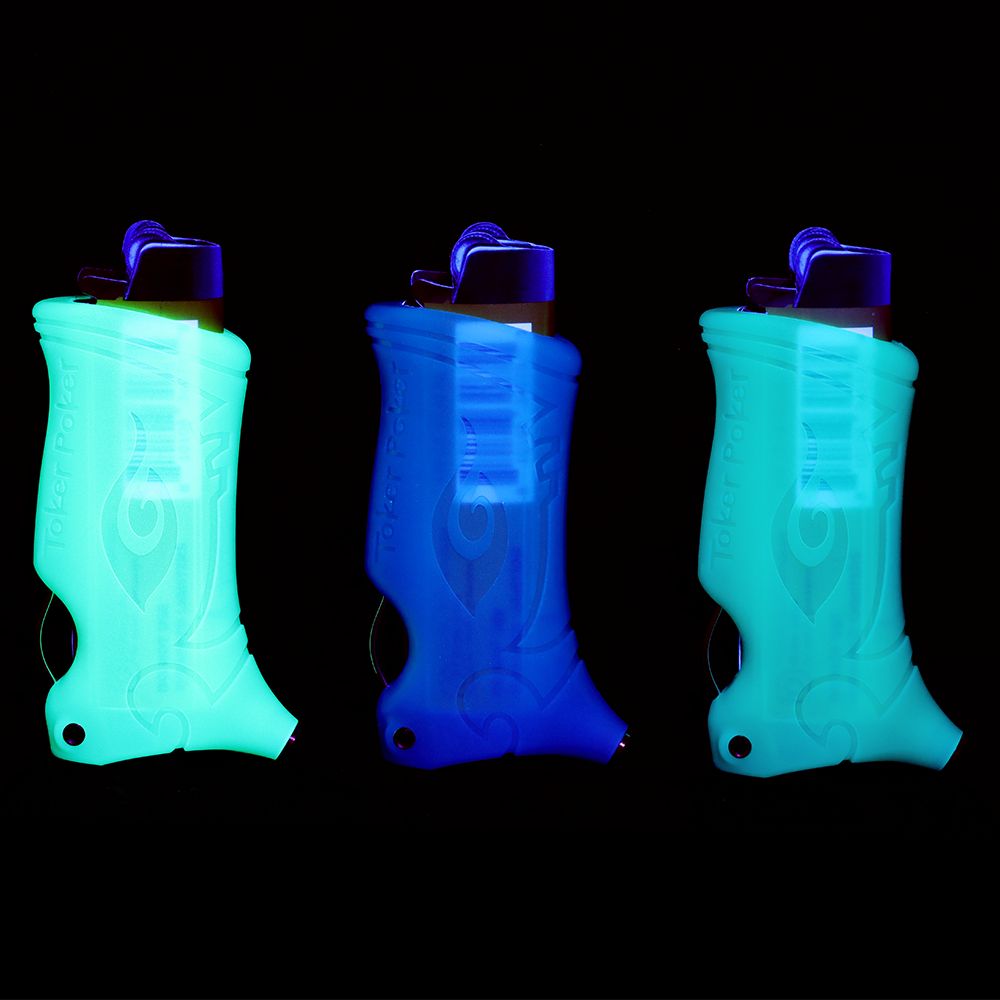 25CT DISPLAY - Toker Poker Lighter Sleeve - Glow In The Dark / Assorted Colors, BDD Wholesale