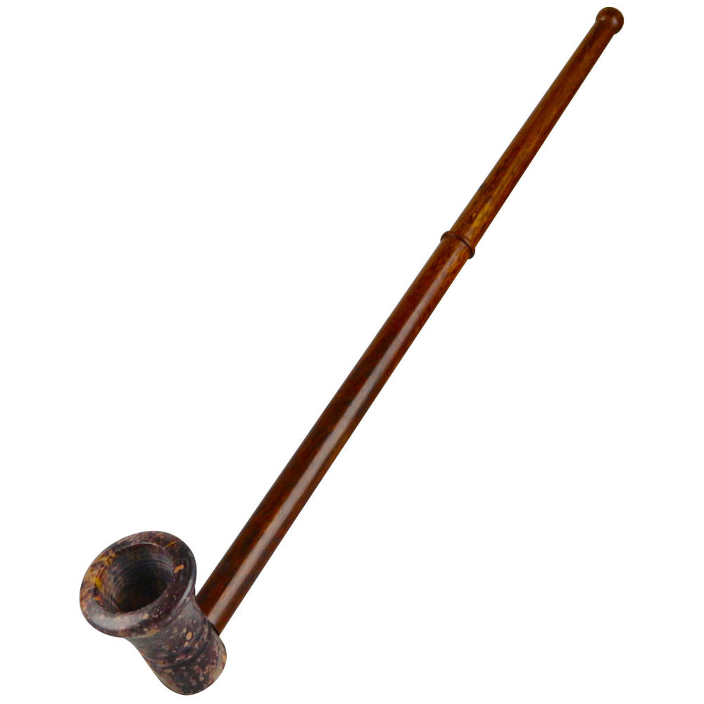 Stone Bowl Pipe w/ Long Wood Mouthpiece, BDD Wholesale